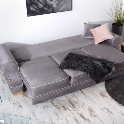 Sofa mit Stauraum SHERLY - grau / beige / Buche