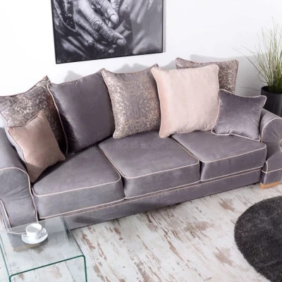 Sofa mit Stauraum SHERLY - grau / beige / Buche