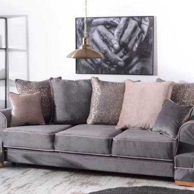 Sofa mit Stauraum SHERLY - grau / beige / Buche