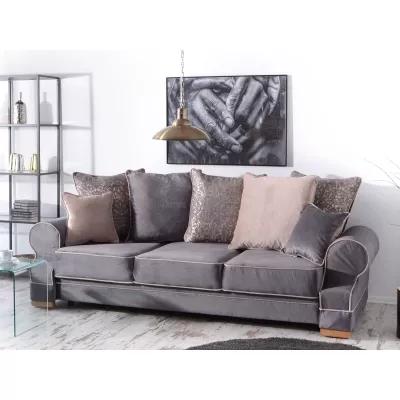 Sofa mit Stauraum SHERLY - grau / beige / Buche
