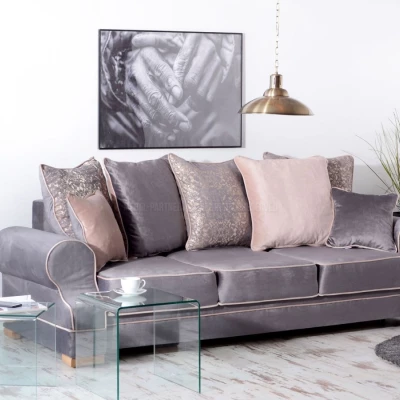 Sofa mit Stauraum SHERLY - grau / beige / Buche