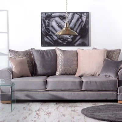 Sofa mit Stauraum SHERLY - grau / beige / Buche