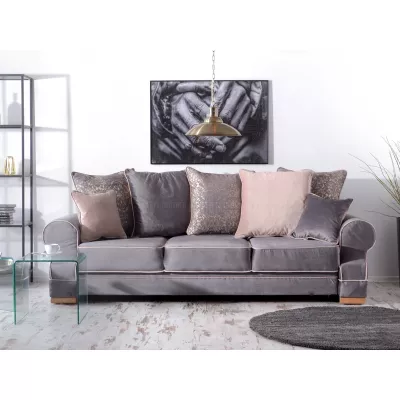 Sofa mit Stauraum SHERLY - grau / beige / Buche