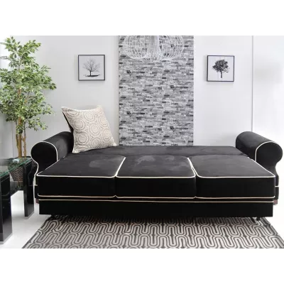 Sofa mit Stauraum SHERLY – Schwarz/Walnuss