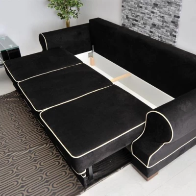 Sofa mit Stauraum SHERLY – Schwarz/Walnuss