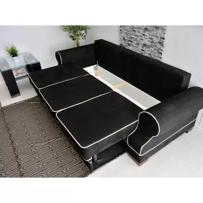 Sofa mit Stauraum SHERLY – Schwarz/Walnuss