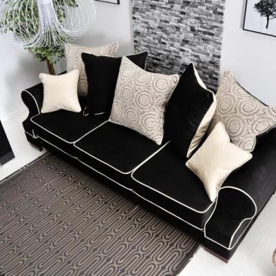 Sofa mit Stauraum SHERLY – Schwarz/Walnuss