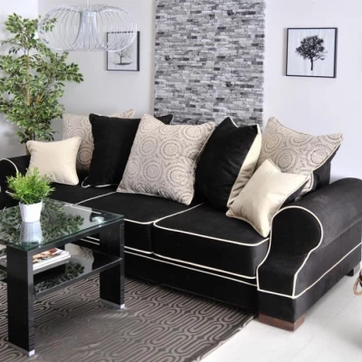 Sofa mit Stauraum SHERLY – Schwarz/Walnuss