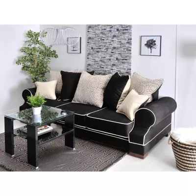 Sofa mit Stauraum SHERLY – Schwarz/Walnuss