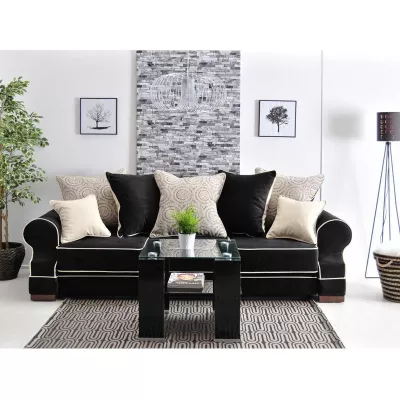 Sofa mit Stauraum SHERLY – Schwarz/Walnuss