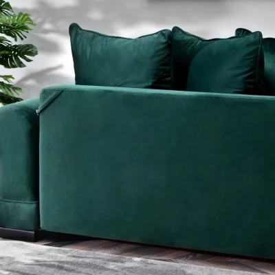 Sofa mit Stauraum SHERLY – Dunkelgrün/Schwarz