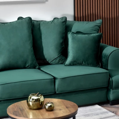 Sofa mit Stauraum SHERLY – Dunkelgrün/Schwarz
