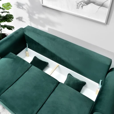 Sofa mit Stauraum SHERLY – Dunkelgrün/Schwarz