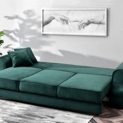 Sofa mit Stauraum SHERLY – Dunkelgrün/Schwarz