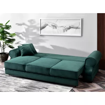 Sofa mit Stauraum SHERLY – Dunkelgrün/Schwarz