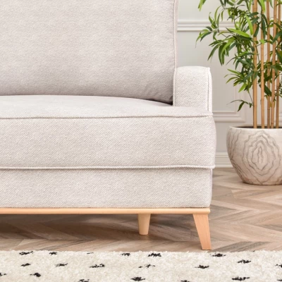 Schlafsofa SASKIA - grau / Buche