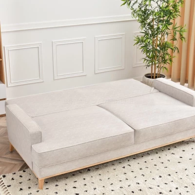 Schlafsofa SASKIA - grau / Buche
