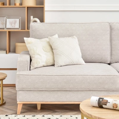 Schlafsofa SASKIA - grau / Buche