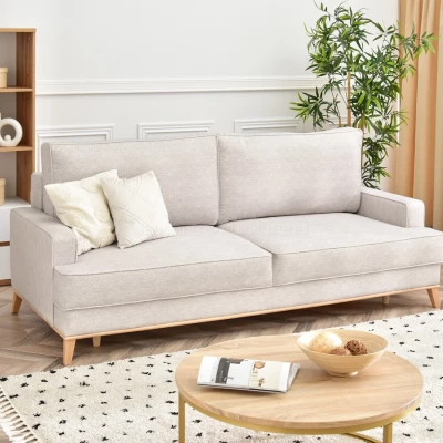Schlafsofa SASKIA - grau / Buche