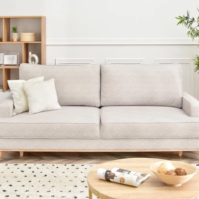 Schlafsofa SASKIA - grau / Buche