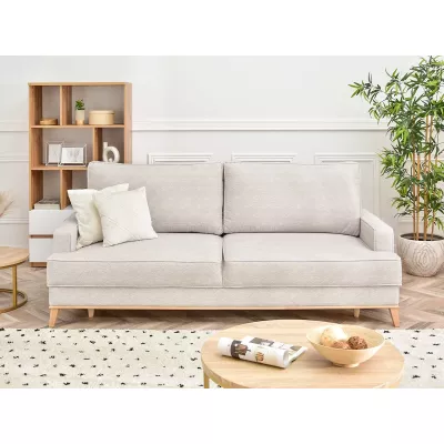 Schlafsofa SASKIA - grau / Buche