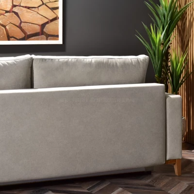 Schlafsofa mit Hocker DALENA – Sand/Eiche