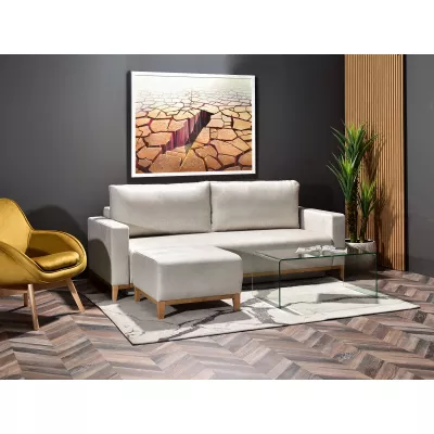 Schlafsofa mit Hocker DALENA – Sand/Eiche