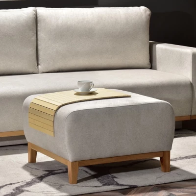 Schlafsofa mit Hocker DALENA – Sand/Eiche