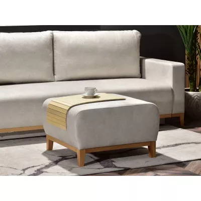 Schlafsofa mit Hocker DALENA – Sand/Eiche