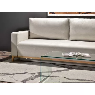 Schlafsofa mit Hocker DALENA – Sand/Eiche