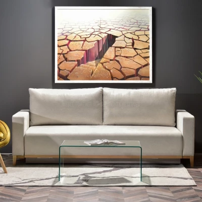 Schlafsofa mit Hocker DALENA – Sand/Eiche