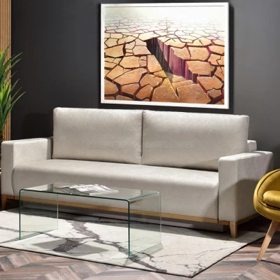 Schlafsofa mit Hocker DALENA – Sand/Eiche