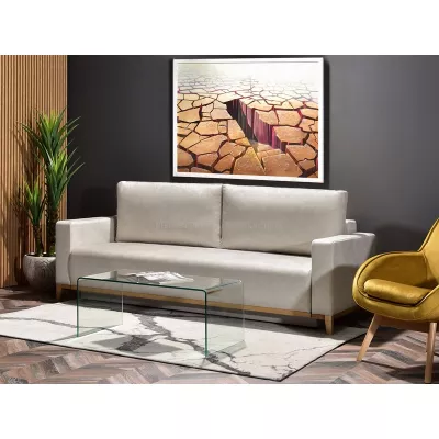 Schlafsofa mit Hocker DALENA – Sand/Eiche