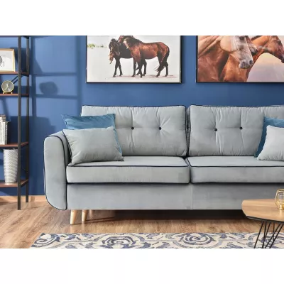 Schlafsofa LALESKA – Hellblau/Eiche