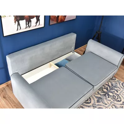 Schlafsofa LALESKA – Hellblau/Eiche