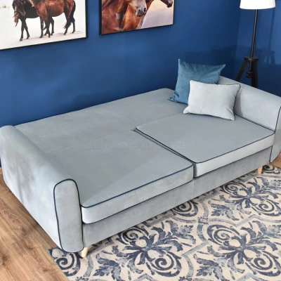 Schlafsofa LALESKA – Hellblau/Eiche