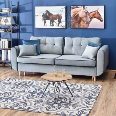 Schlafsofa LALESKA – Hellblau/Eiche