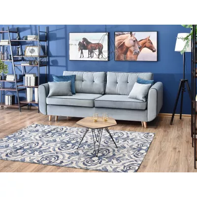 Schlafsofa LALESKA – Hellblau/Eiche