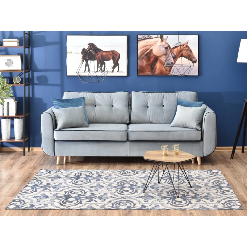 Schlafsofa LALESKA – Hellblau/Eiche