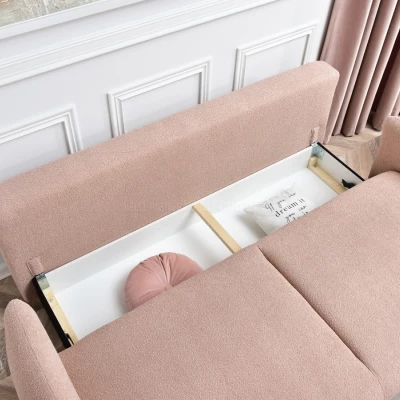Schlafsofa MIGDALIA – Puderrosa/Schwarz