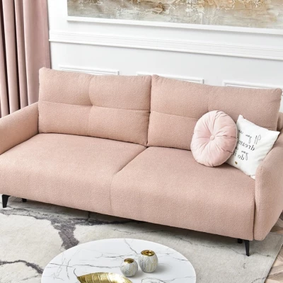Schlafsofa MIGDALIA – Puderrosa/Schwarz