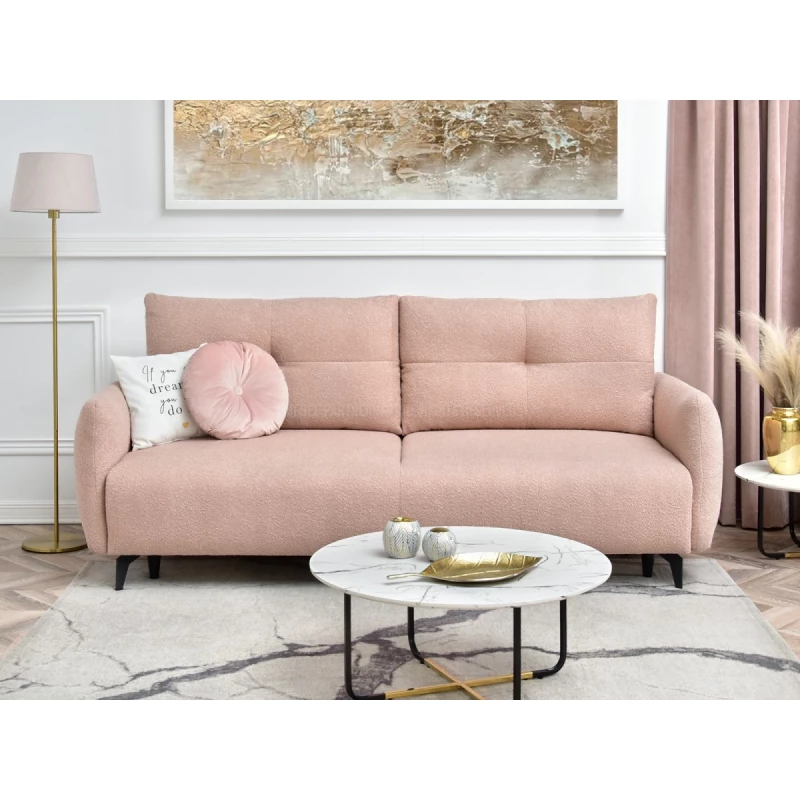 Schlafsofa MIGDALIA – Puderrosa/Schwarz