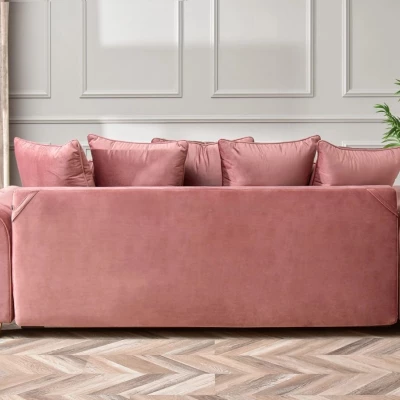 Sofa mit Stauraum MIRNA - Puderrosa / Buche