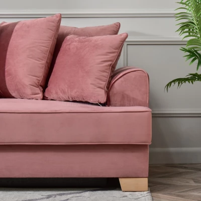 Sofa mit Stauraum MIRNA - Puderrosa / Buche
