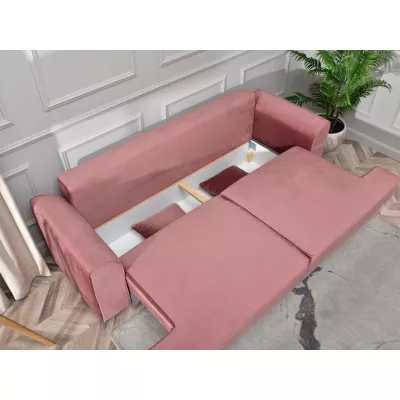 Sofa mit Stauraum MIRNA - Puderrosa / Buche