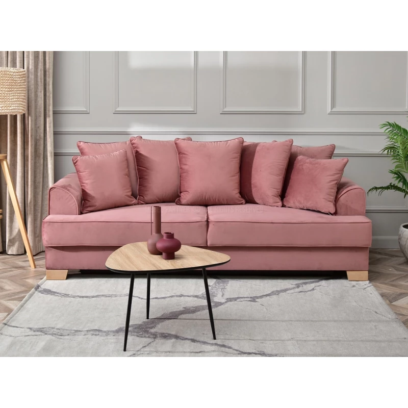 Sofa mit Stauraum MIRNA - Puderrosa / Buche