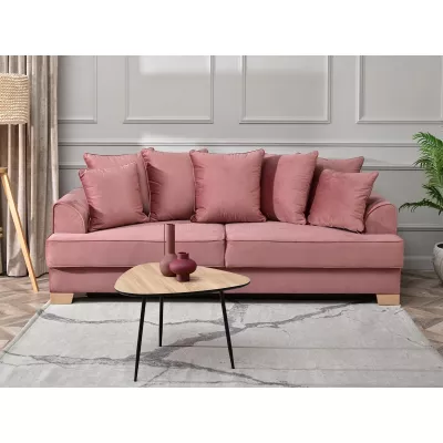 Sofa mit Stauraum MIRNA - Puderrosa / Buche