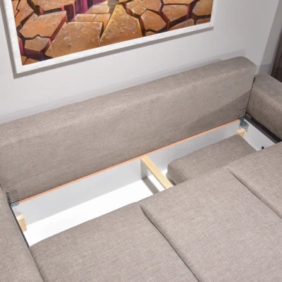 Sofa mit Stauraum AKILI - sand / Buche