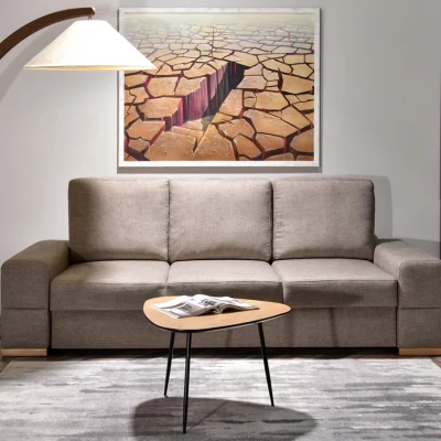 Sofa mit Stauraum AKILI - sand / Buche