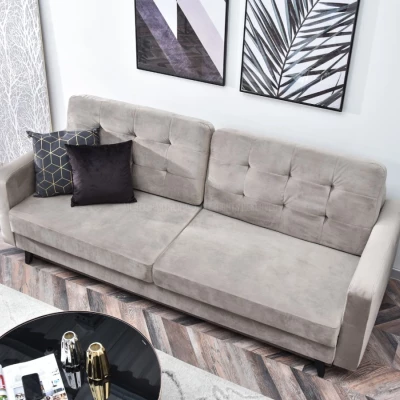 Schlafsofa IRSA – beige/schwarz
